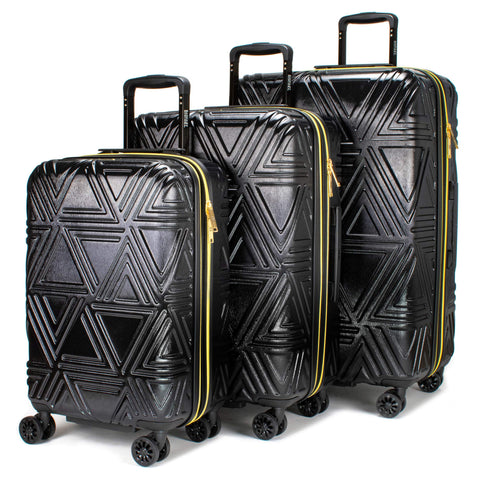 Badgley Mischka Contour Hard Expandable Spinner Luggage Set (3 Piece) (Black)