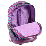 J World New York Sunrise 18-inch Rolling Backpack - Logo Purple Two-Tone Polyester Checkpoint-Friendly Adjustable Strap Lined Water Resistant