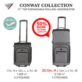 Travelers Club Luggage 17" Top Expandable Underseater W/Side USB Port Connector, Dark Gray Suitcase, Carry