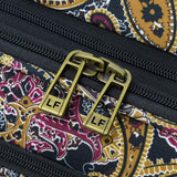 London Fog Cranford 25" Expandable Spinner, Black Gold Plum Paisley