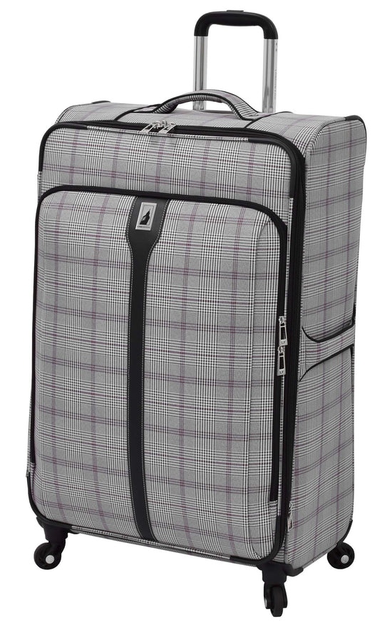 London Fog Knightsbridge 29" Expandable Spinner, Grey Burgundy Glen Plaid