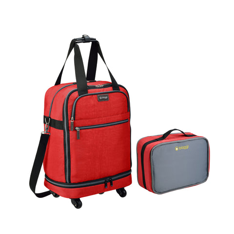 Biaggi Zipsak Micro Fold Spinner Carry-On Suitcase - 22-Inch Luggage - As Seen on Shark Tank - Red