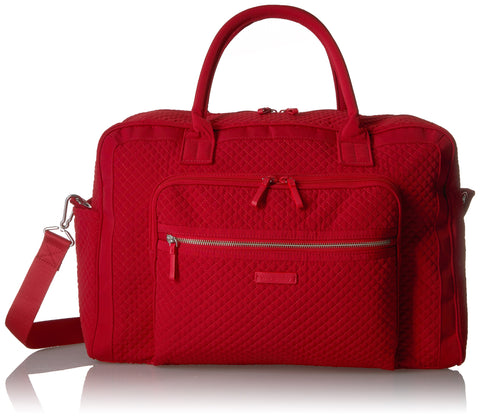 Vera Bradley Women's Microfiber Weekender Travel Bag, Cardinal Red, One Size