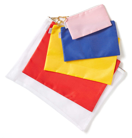 ban.do Women's Nylon Pencil Pouch Travel Bags Carryall Set of 5, Rainbow (mega)