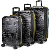 Badgley Mischka Contour Hard Expandable Spinner Luggage Set (3 Piece) (Black)