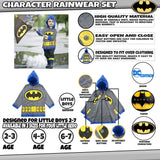 DC Comics Little Boys Batman Or Superman Slicker and Umbrella Rainwear Set, Grey Batman, Age 6-7