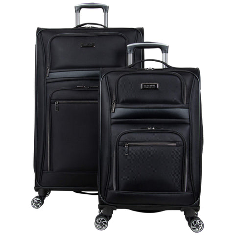 Kenneth Cole Reaction Softside Expandable 8-Wheel Spinner Travel Luggage Set, Black