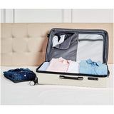 AmazonBasics Geometric Travel Luggage Expandable Suitcase Spinner with Wheels and Built-In TSA Lock, 31.5 Inch - Cream