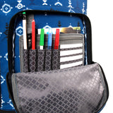 J World New York Sunrise 18-inch Rolling Backpack - Totem Blue Designer Print Polyester Adjustable Strap Lined Water Resistant
