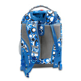 J World New York Sunrise 18-inch Rolling Backpack - Chess Blue Geometric Polyester Adjustable Strap Lined Water Resistant