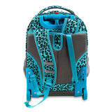 J World New York Sunrise Rolling Backpack - Mint Leopard Green Polyester Checkpoint-Friendly Adjustable Strap Lined Water Resistant