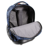 J World New York Sunrise 18-inch Rolling Backpack - Disco Blue Graphic Aluminum Plastic Multi-Compartment Adjustable Strap