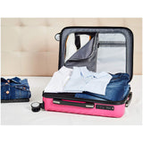 AmazonBasics Geometric Luggage 18-inch international carry-on, Pink