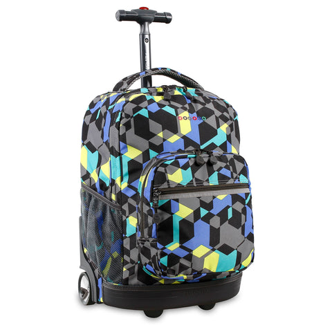 J World New York Sunrise Rolling Backpack, Cubes