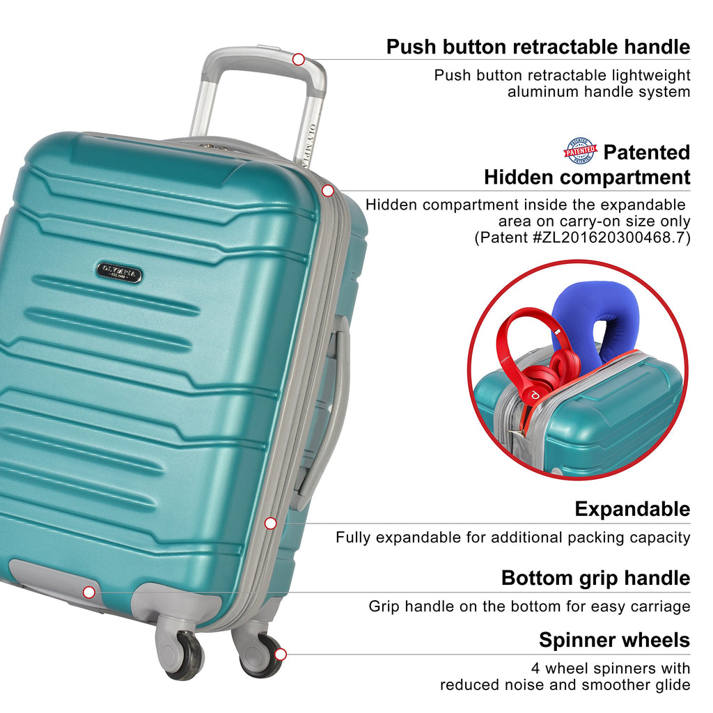 Olympia Denmark 21" Carryon Spinner, Teal