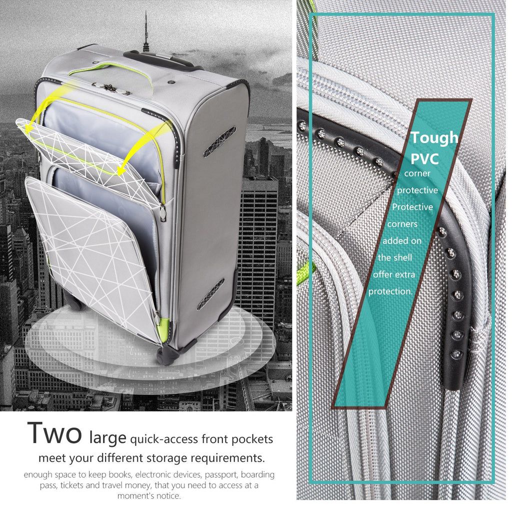 Coolife Luggage 3 Piece Set Suitcase Spinner Softshell lightweight