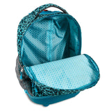 J World New York Sunrise Rolling Backpack - Mint Leopard Green Polyester Checkpoint-Friendly Adjustable Strap Lined Water Resistant