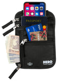 HERO Neck Wallet - RFID Blocking Passport Holder - Easy to Conceal Travel Pouch - Includes Ebook on How to Avoid Pickpockets by Asher & Lyric