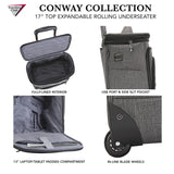 Travelers Club Luggage 17" Top Expandable Underseater W/Side USB Port Connector, Dark Gray Suitcase, Carry