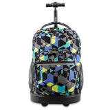J World New York Sunrise 18-inch Rolling Backpack - Cubes Multi Color Geometric Aluminum Plastic Multi-Compartment Adjustable Strap