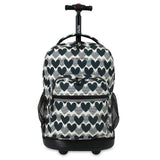 J World New York Sunrise 18-inch Rolling Backpack - Heart Dot Black Designer Print Polyester Checkpoint-Friendly Adjustable Strap Lined Water Resistant