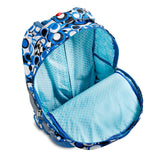 J World New York Sunrise 18-inch Rolling Backpack - Chess Blue Geometric Polyester Adjustable Strap Lined Water Resistant