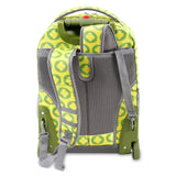 J World New York Sunrise 18-inch Rolling Backpack - Lime Logo Purple Two-Tone Polyester Adjustable Strap Lined Water Resistant