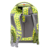 J World New York Sunrise 18-inch Rolling Backpack - Lime Logo Purple Two-Tone Polyester Adjustable Strap Lined Water Resistant