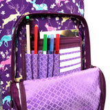 J World New York Sunrise 18-inch Rolling Backpack - Safari Purple Animal Polyester Adjustable Strap Lined Water Resistant