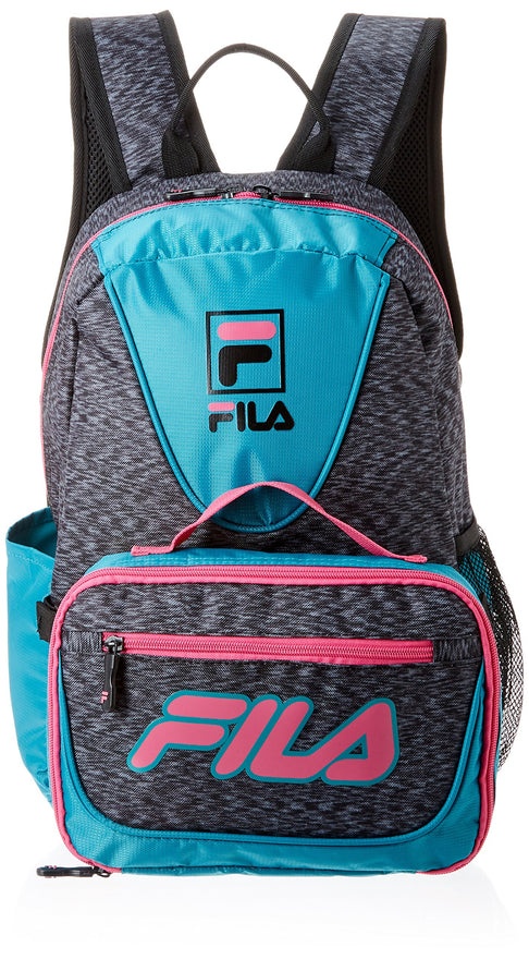 Fila Meridian Backpack & Lunch Bag Bundle for Boys & Girls Kid's Backpack, Static/Teal/Fuchsia, One Size
