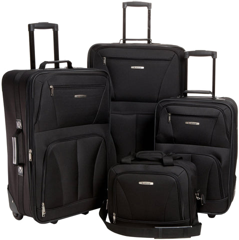 Rockland Luggage Skate Wheels 4 Piece Luggage Set, Black, One Size