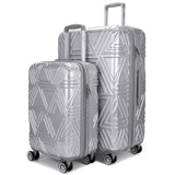 Badgley Mischka Contour Hard Expandable Spinner Luggage Set (2 Piece) (Silver, 20"/28")