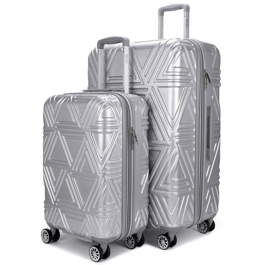 Badgley Mischka Contour Hard Expandable Spinner Luggage Set (2 Piece) (Silver, 20"/28")