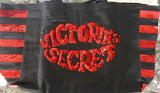 Victoria's Secret Tote Bag Weekender Black Red Lips Sequins Kiss Large