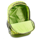 J World New York Sunrise 18-inch Rolling Backpack - Lime Logo Purple Two-Tone Polyester Adjustable Strap Lined Water Resistant