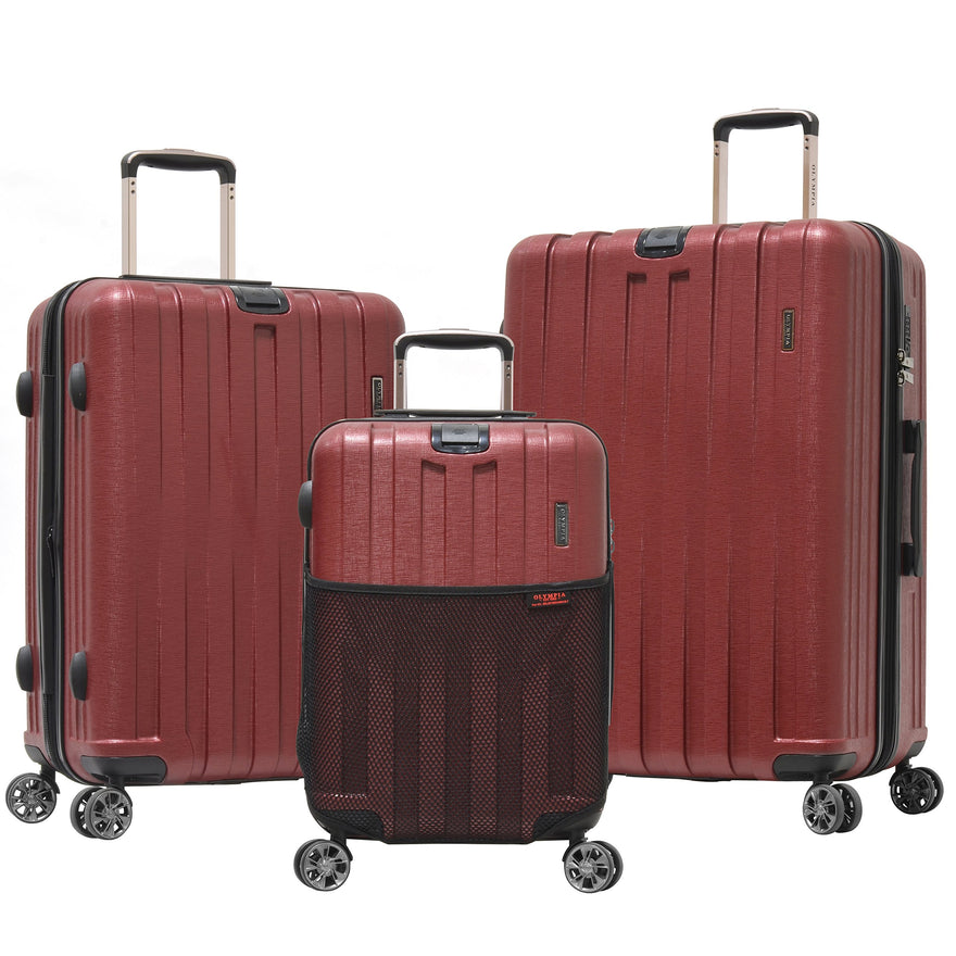 Olympia Sidewinder 3 Piece Luggage Set 21/25/29 Inch, Wine