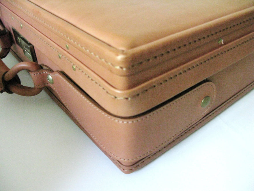 Hartmann Belted Tan Leather Paisley Carry Travel Luggage Suitcase