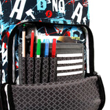 J World New York Sunrise 18-inch Rolling Backpack - Graffiti Black Designer Print Polyester