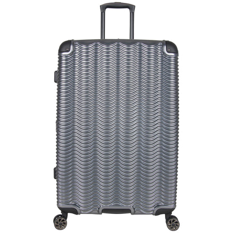 Kenneth Cole Reaction Wave Rush 28" Lightweight Hardside 8-Wheel Spinner Expandable Checked Suitcase, Metallic Charcoal