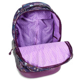 J World New York Sunrise 18-inch Rolling Backpack - Baby Birdy Purple Animal Polyester Adjustable Strap Lined Water Resistant