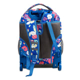 J World New York Sunrise 18-inch Rolling Backpack - Petals Purple Designer Print Polyester Checkpoint-Friendly Adjustable Strap Lined Water Resistant