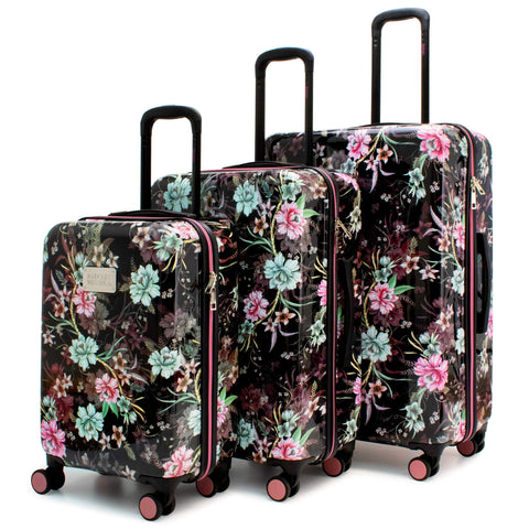 BADGLEY MISCHKA Essence 3 Piece Hard Spinner Luggage Set (Winter Flowers)