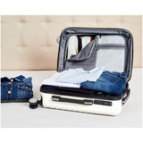 AmazonBasics Geometric Luggage 18-inch international carry-on, Cream