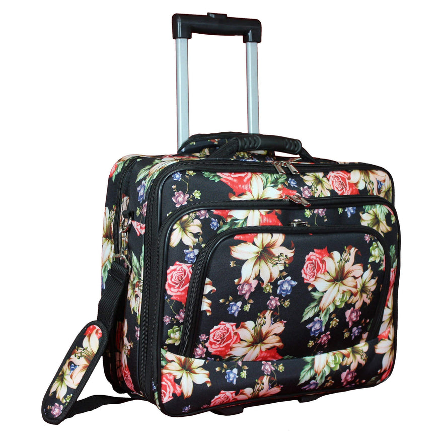 World Traveler Women's Fashion Print Rolling 17" Laptop Case-Rose Lily Bag, One Size