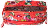 Vera Bradley Women's Signature Cotton Medium Cosmetic Makeup Bag, Coral Floral, One Size