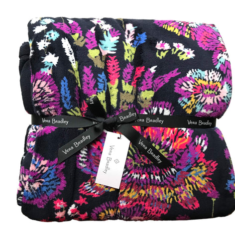 Vera Bradley Throw Blanket 1-Piece, Midnight Wildflowers