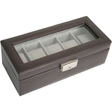 Royce Leather 5 Slot Watch Box Display Case - Luggage Factory