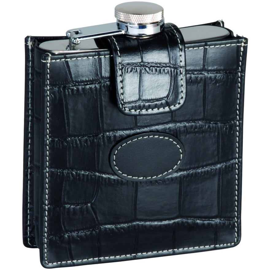 Royce Leather 5 Ounce Stainless Steel Flask and Case - Luggage Factory
