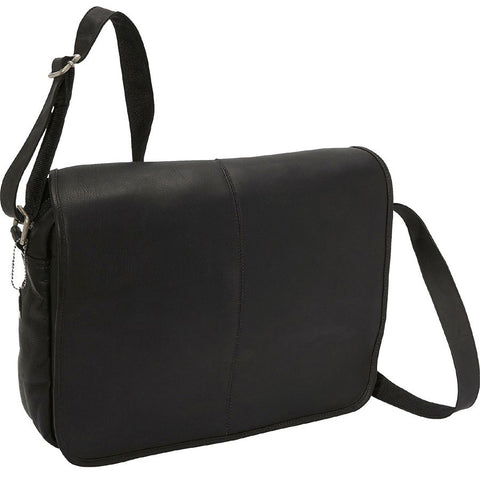 David King Flapover Leather Messenger w/Back Trolley Pocket