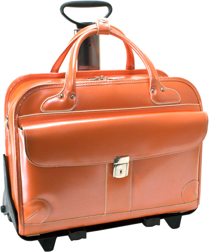 McKlein W Series Lakewood Leather FlyThrough Wheeled Ladies Briefcase - Luggage Factory